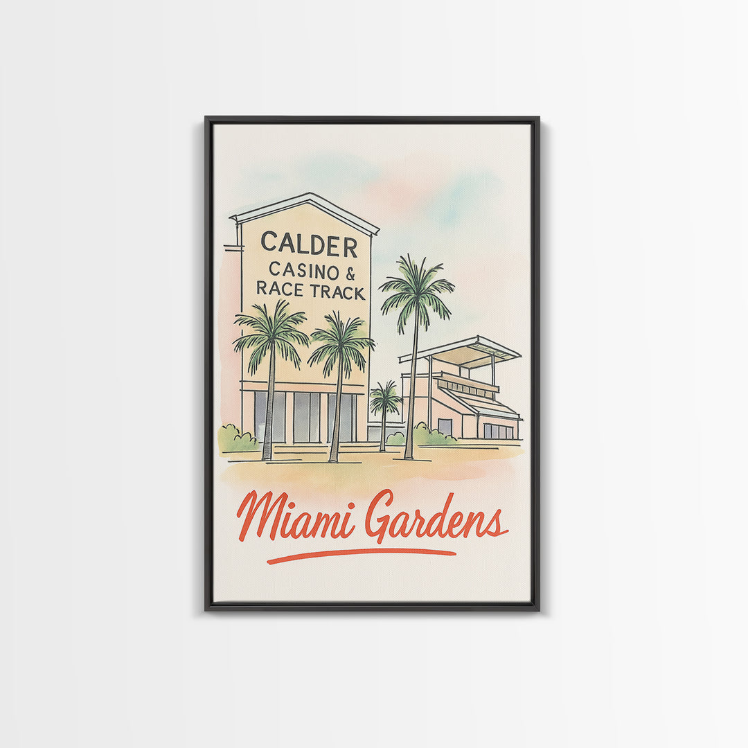 Miami Tree Posters Examples Miami Gardens Travel Poster, Canvas Print, Watercolor Urban Skyline Ar ...