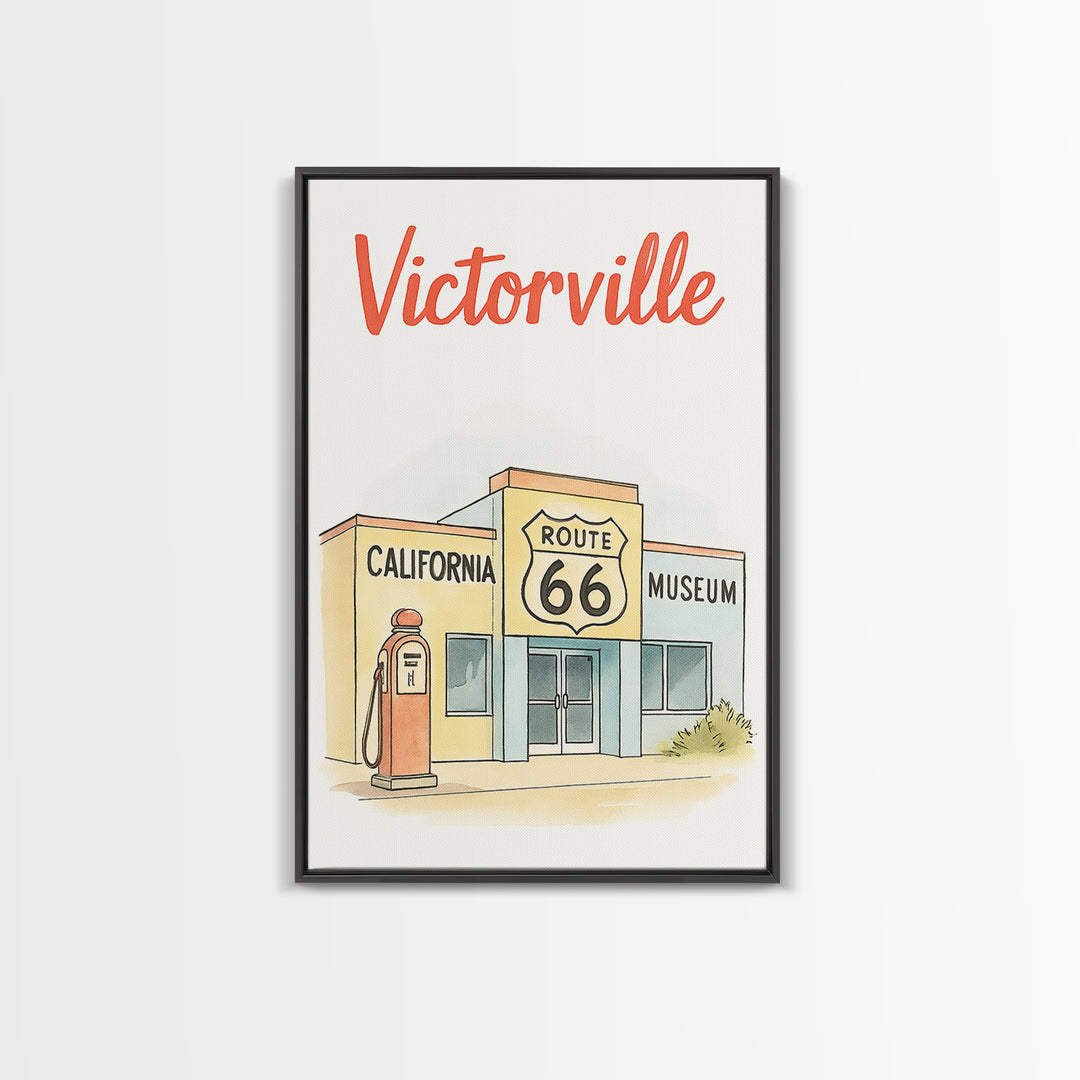 Victorville Travel Poster, Canvas Print, Hand Drawn Watercolor Art, Victorville Wall Art, Travel Poster Art, City Art Print, Wall Art