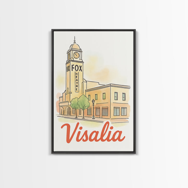 Visalia California Travel Poster, Canvas Print, Watercolor Urban Skyline Art, Visalia Poster Print, Travel Poster Art, City Travel Prints