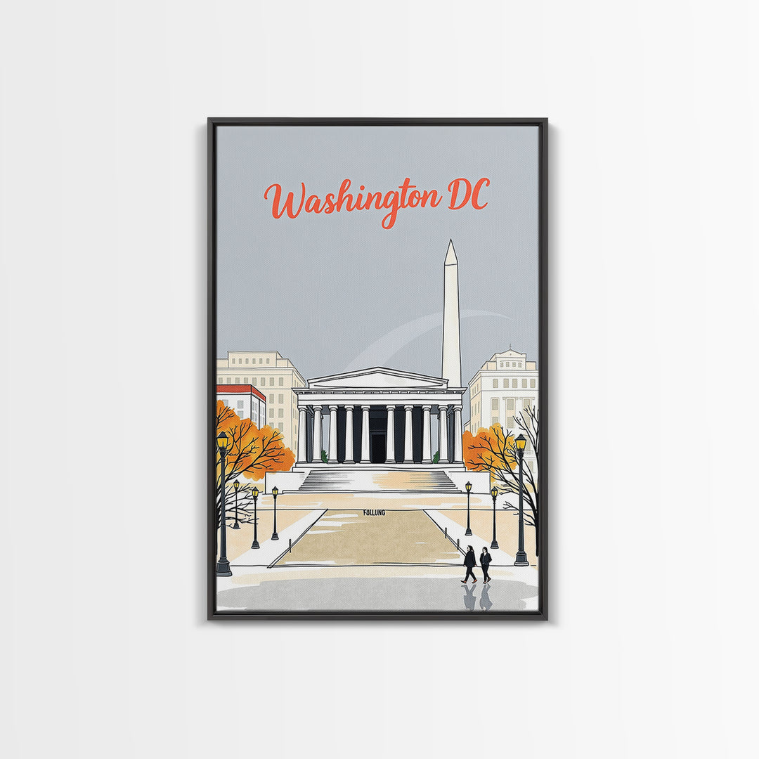 Washington Travel Poster, Framed Canvas Print, Hand Drawn Watercolor Art, Washington Poster Print, Travel Poster Set, Mid Century Wall Art