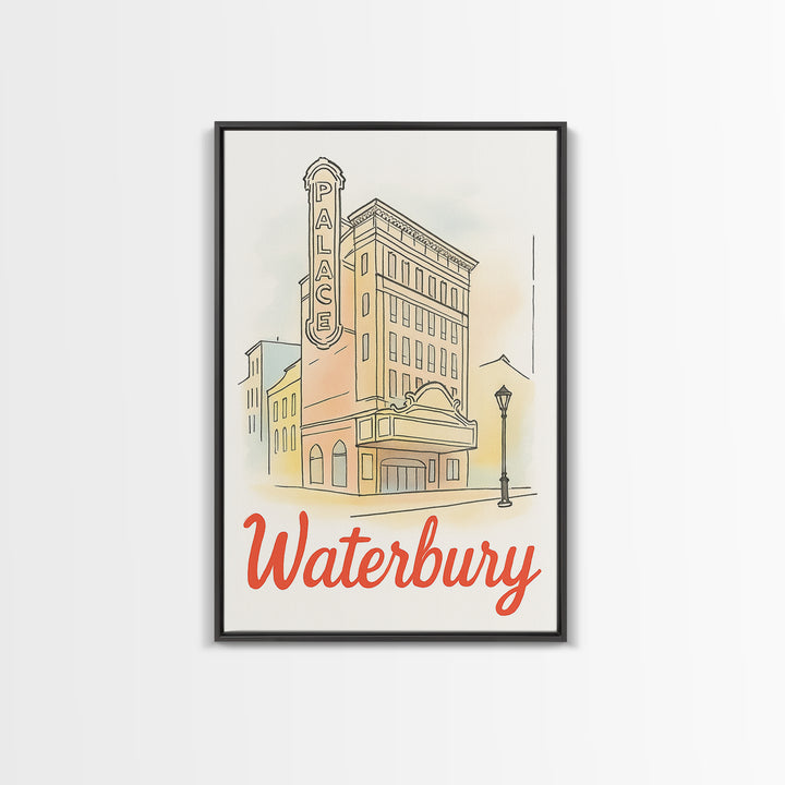 Waterbury Travel Poster, Canvas Print, Illustrated City Wall Art, Waterbury Art Print, City Travel Prints, Vintage City Art, Poster Art