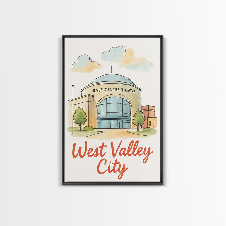 West Valley City Utah Travel Poster, Canvas Print, Watercolor Downtown Skyline Art, West Valley City Poster Print, Poster Art, Wall Decor