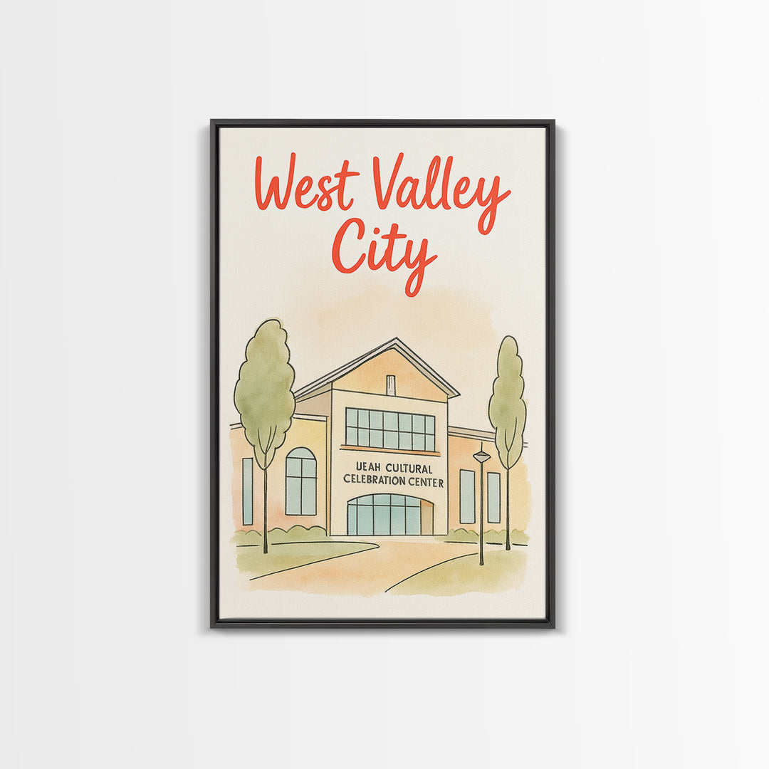 West Valley City Travel Poster, Canvas Print, Soft Sketch Travel Art, West Valley City Poster Print, Vintage Travel Art, Travel Wall Art