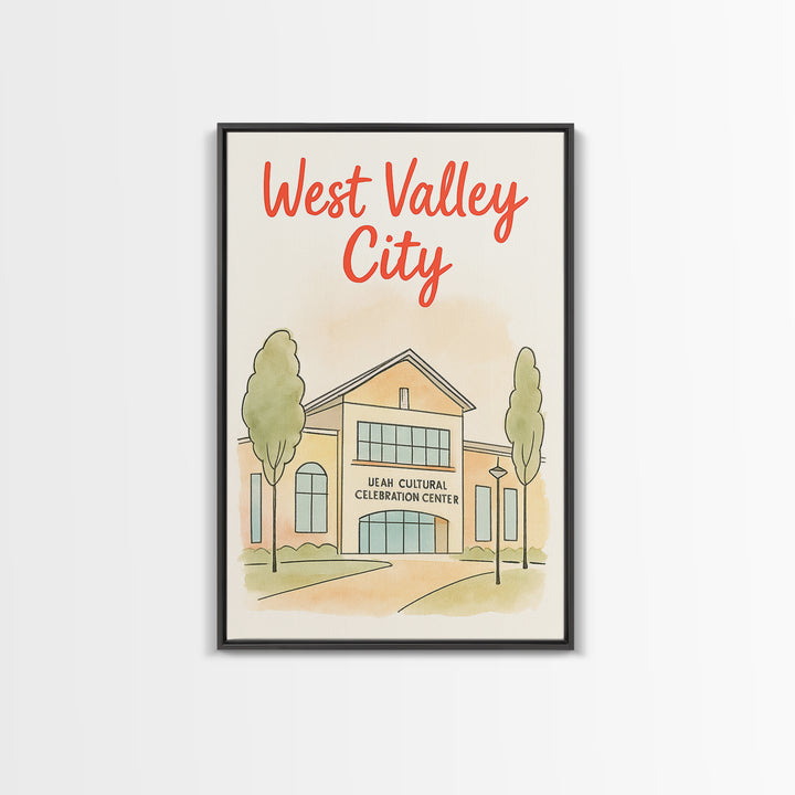 West Valley City Travel Poster, Canvas Print, Soft Sketch Travel Art, West Valley City Poster Print, Vintage Travel Art, Travel Wall Art