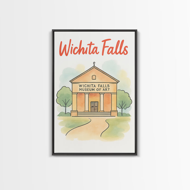 Wichita Falls Texas Travel Poster, Canvas Print, Soft Sketch Travel Art, Wichita Falls Poster Print, Travel Wall Art, Home Office Decor