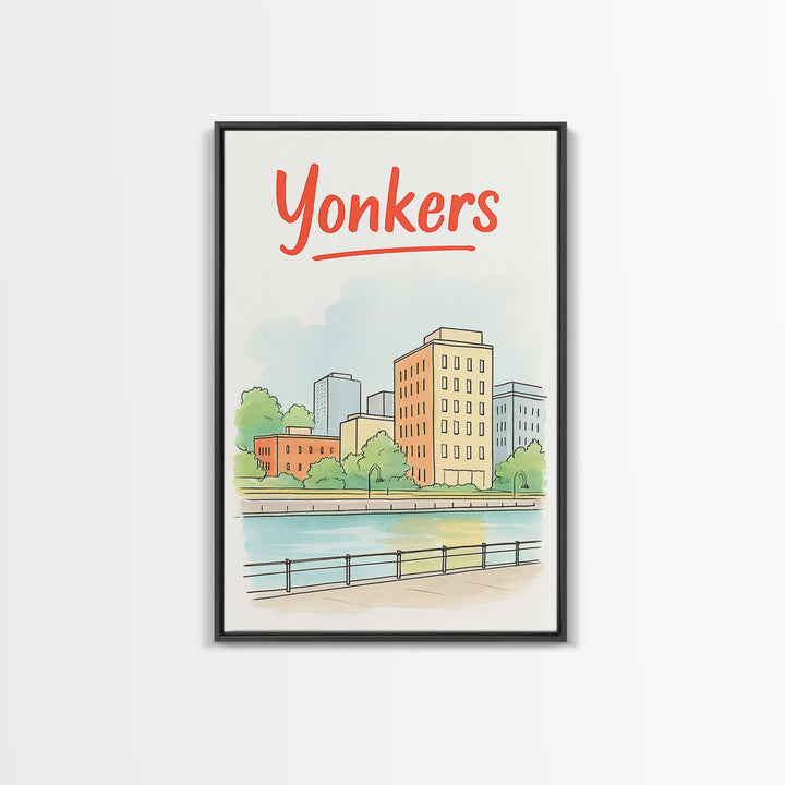Yonkers Travel Poster, Canvas Print, Soft Sketch Travel Art, Yonkers City Art, City Travel Prints, Vintage Travel Art, Travel Poster Art