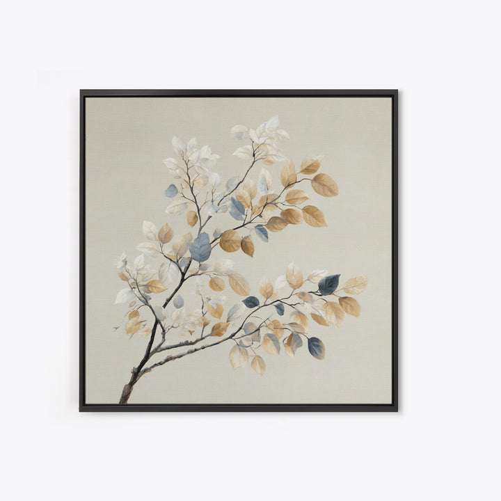 Elegant Botanical Branch on Ivory Ground Framed Canvas Print, Hotel Art, Textured Painting, Hotel Decor, Fine Art, Boutique, HOT-1x1-29