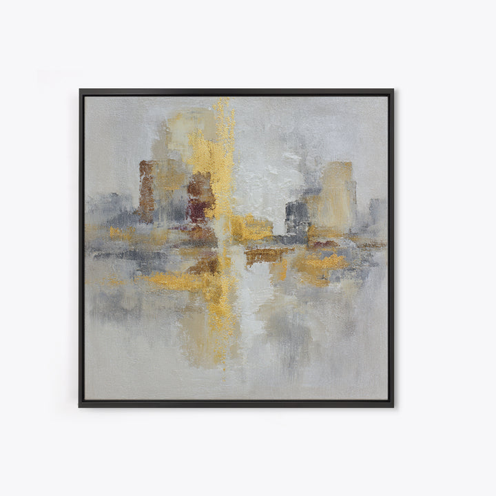Gold Accented Abstract for Upscale Lobby Framed Canvas Print, Hotel Art, Boho Decor, Hotel Decor, Fine Art, Boutique, HOT-1x1-37