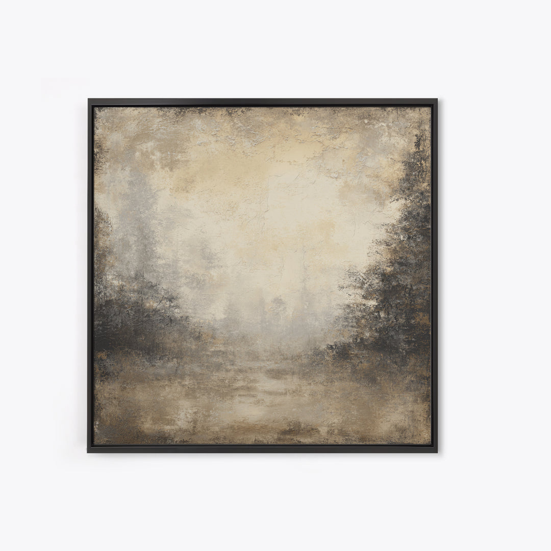 Misty Forest with Refined Calm Atmosphere Framed Canvas Print, Hotel Art, Gallery Decor, Hotel Decor, Fine Art, Boutique, HOT-1x1-38