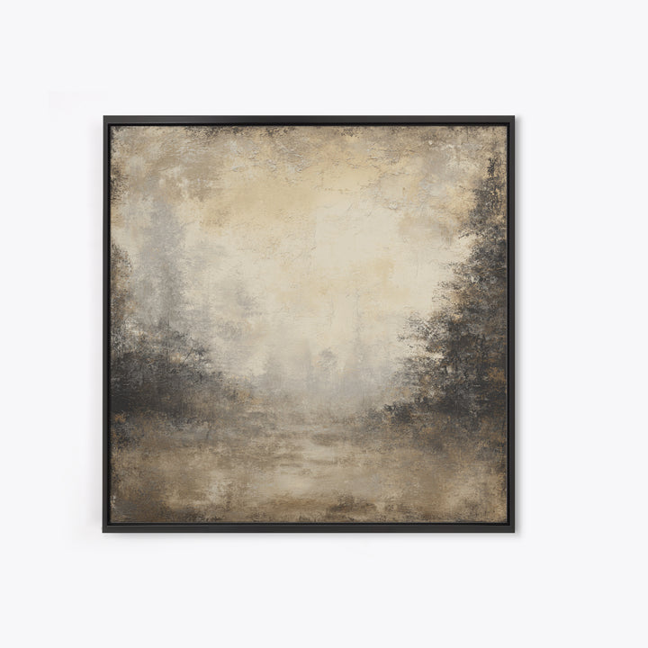 Misty Forest with Refined Calm Atmosphere Framed Canvas Print, Hotel Art, Gallery Decor, Hotel Decor, Fine Art, Boutique, HOT-1x1-38