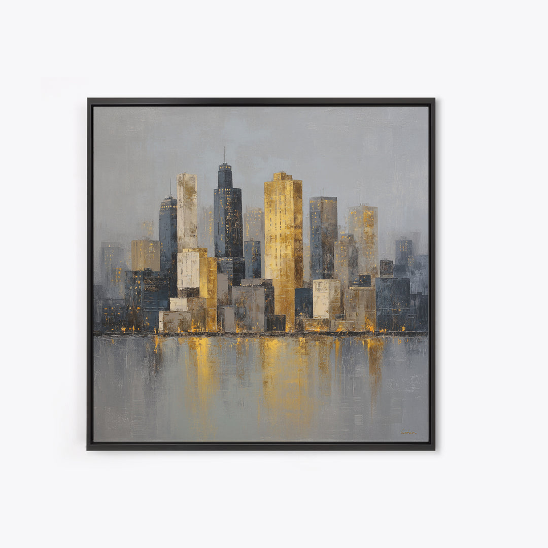 Quiet City Skyline Canvas Print, Hotel Art, Travel Poster, Hotel Decor, Abstract Art, Boutique, Minimalist Decor, HOT-1x1-50