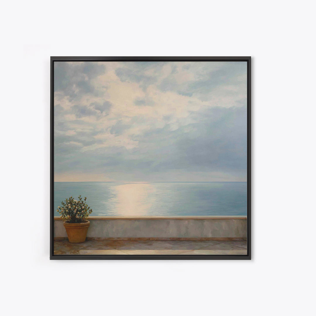Mediterranean Terrace View Focused on Sea and Canvas Print, Hotel Art, Gallery Decor, Hotel Decor, Fine Art, Boutique, HOT-1x1-59
