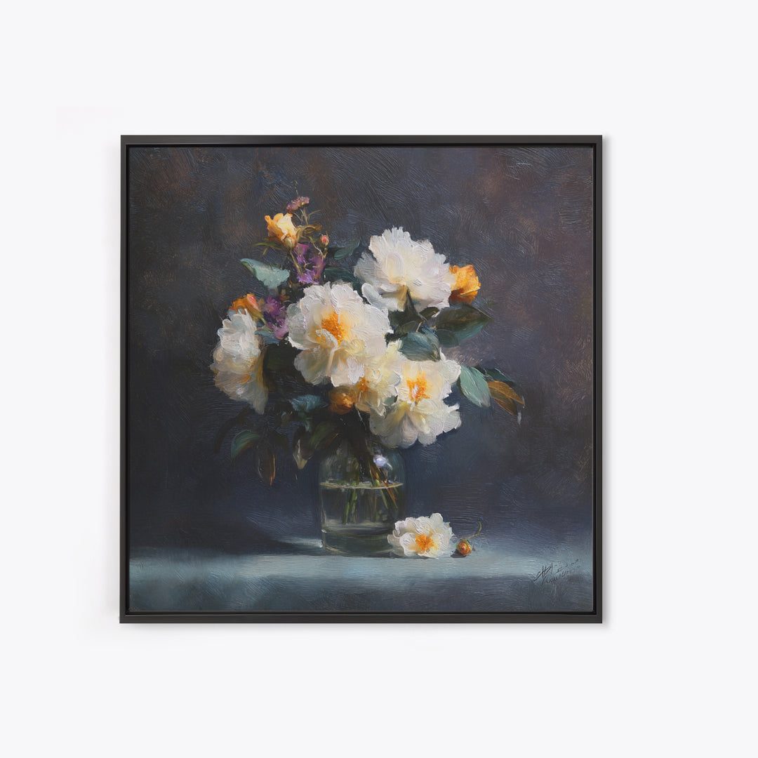 Classic Oil Painted Floral Still Life Canvas Print, Hotel Art, Art, Hotel Decor, Oil Painting, Boutique, Printable Art, HOT-1x1-81