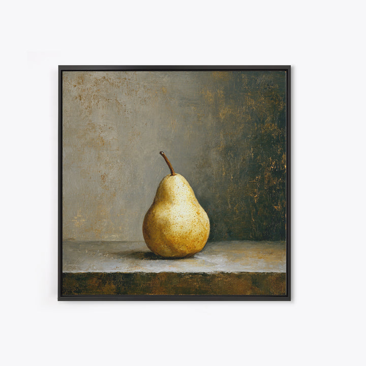 Elegant Pear Still Life on Linen Framed Canvas Print, Hotel Art, Wall Art, Hotel Decor, Abstract Art, Boutique, Framed Art, HOT-1x1-93