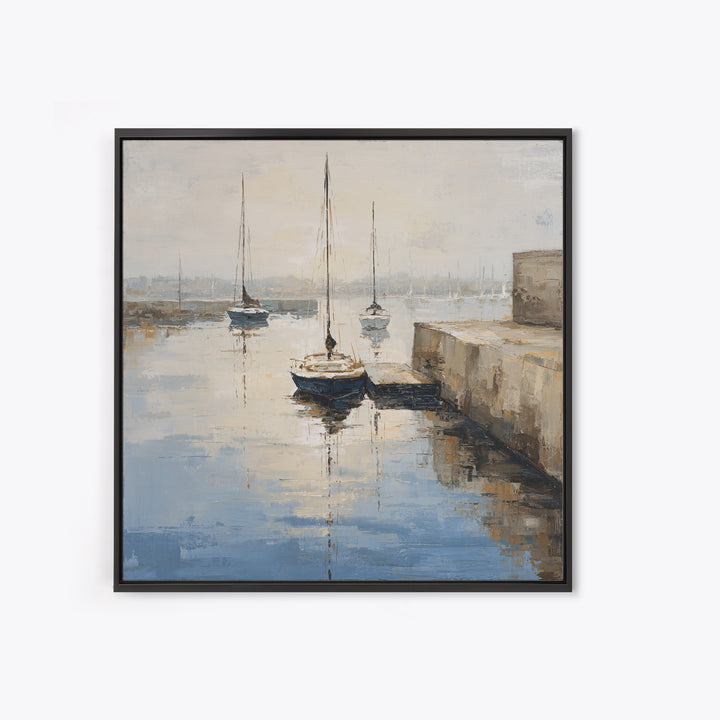 Quiet Harbor with Sailboats at Dawn Canvas Print, Hotel Art, Modern Decor, Hotel Decor, Fine Art, Boutique, Poster, Wall Decor, HOT-1x1-94
