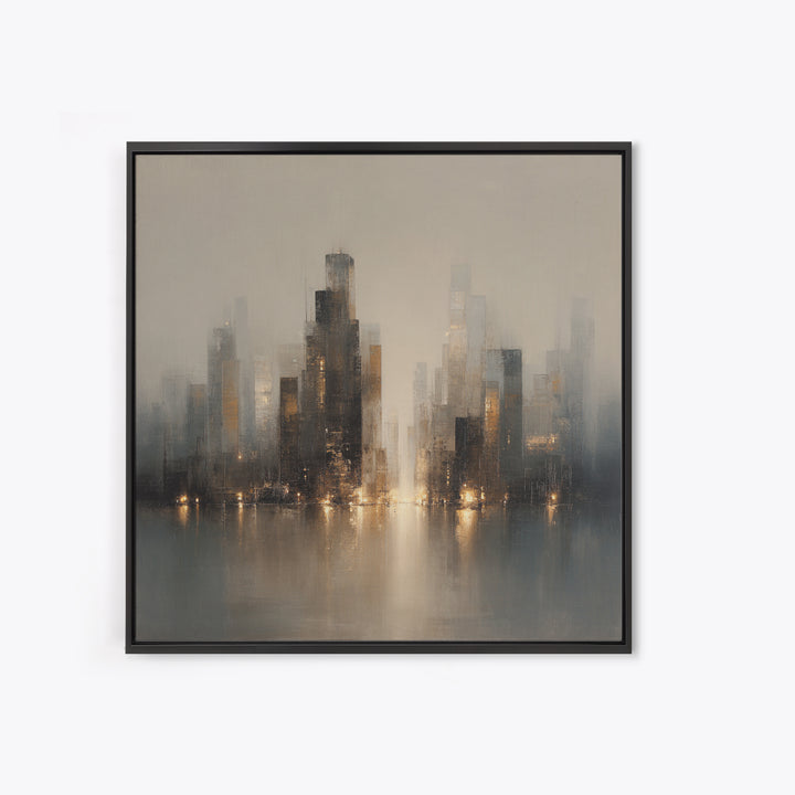 Quiet City Skyline Canvas Print, Hotel Art, Hotel Decor, Abstract Art, Boutique, Hazbin Hotel, Mid Century Modern, HOT-1x1-98