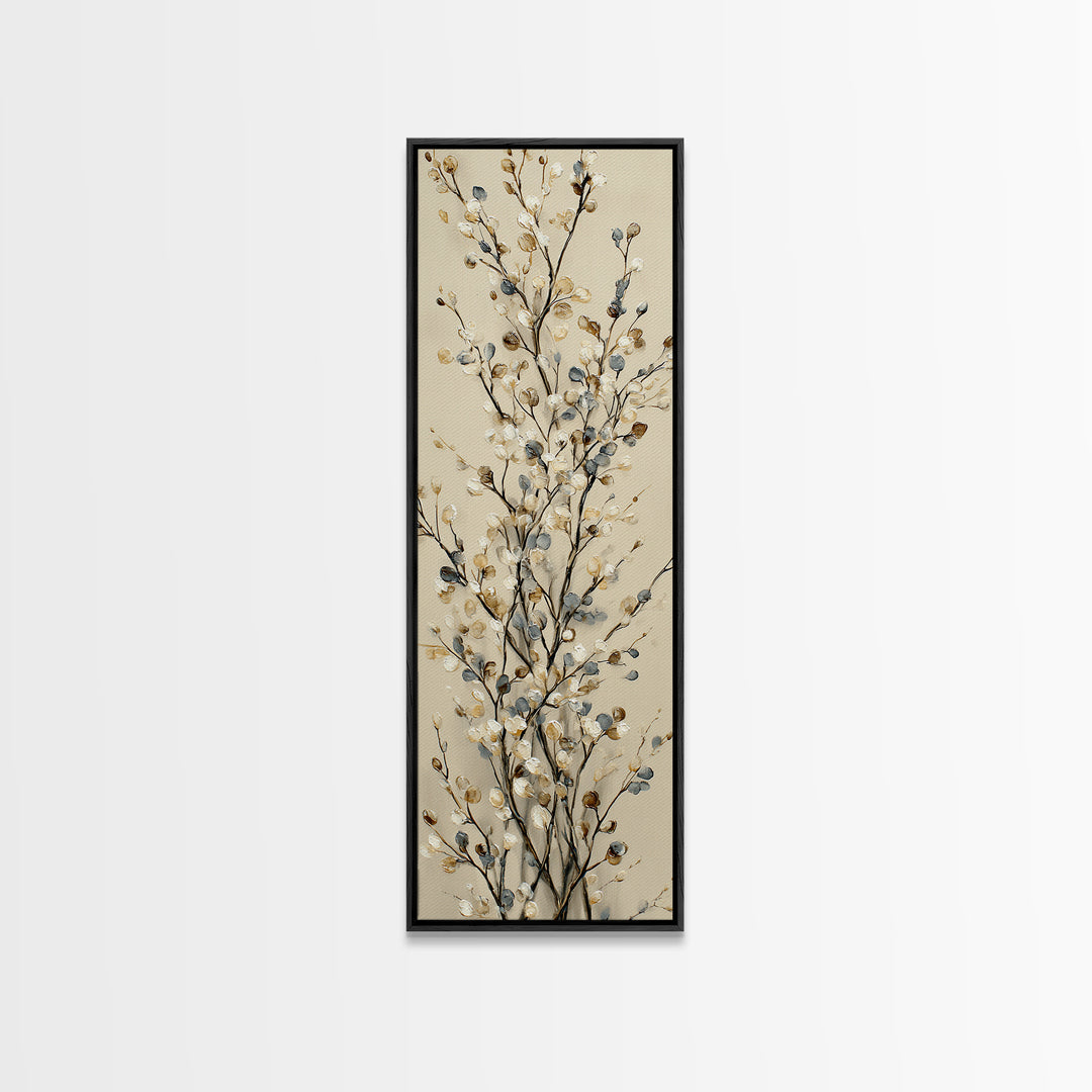 Elegant Botanical Branch on Ivory Ground Canvas Print, Hotel Art, Poster, Hotel Decor, Fine Art, Boutique, Wood Wall Art, HOT-1x3-17