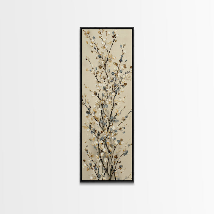 Elegant Botanical Branch on Ivory Ground Canvas Print, Hotel Art, Poster, Hotel Decor, Fine Art, Boutique, Wood Wall Art, HOT-1x3-17