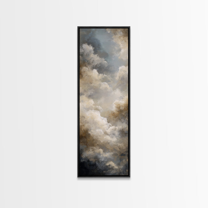Large Cloudscape with Subtle Drama Framed Canvas Print, Hotel Art, Textured Painting, Hotel Decor, Fine Art, Boutique, HOT-1x3-29