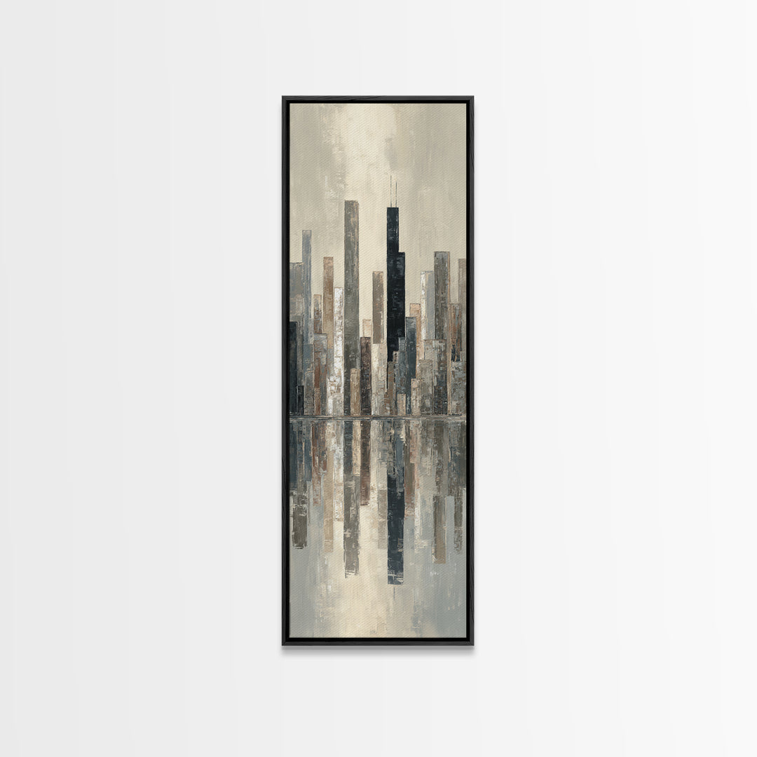 Quiet City Skyline Canvas Print, Hotel Art, Contemporary Art, Hotel Decor, Abstract Art, Boutique, Art Deco, Framed Art, HOT-1x3-86