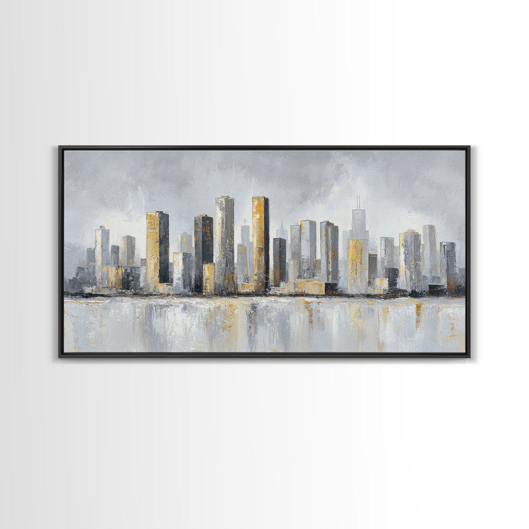 Quiet City Skyline Canvas Print, Hotel Art, Hotel Decor, Abstract Art, Boutique, Hazbin Hotel, Mid Century Modern, HOT-2x1-22