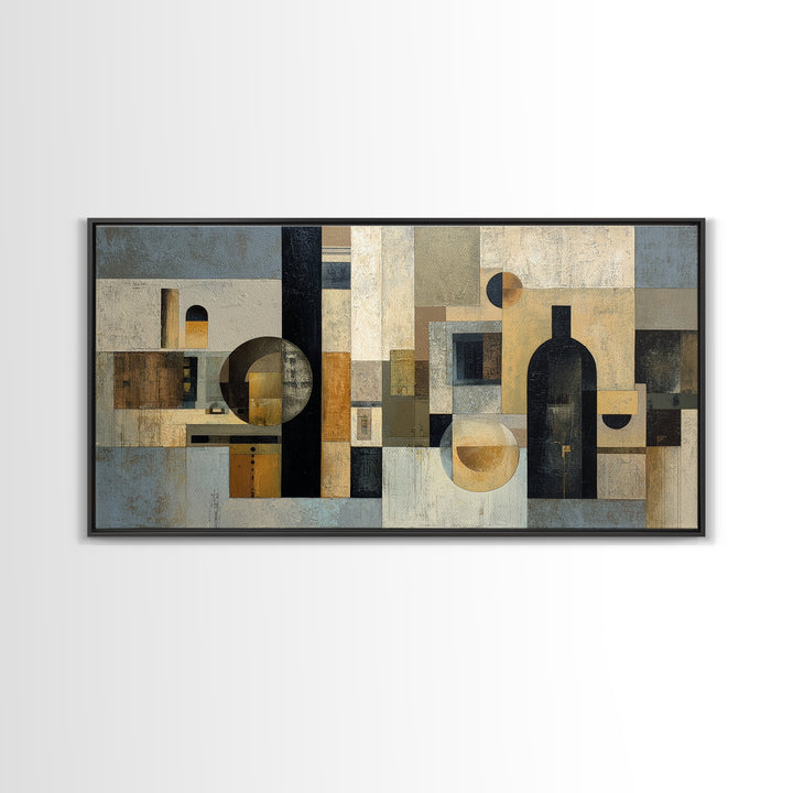 Modern Geometric Composition Framed Canvas Print, Hotel Art, Boho Decor, Hotel Decor, Fine Art, Boutique, Painting, Art Prints, HOT-2x1-27