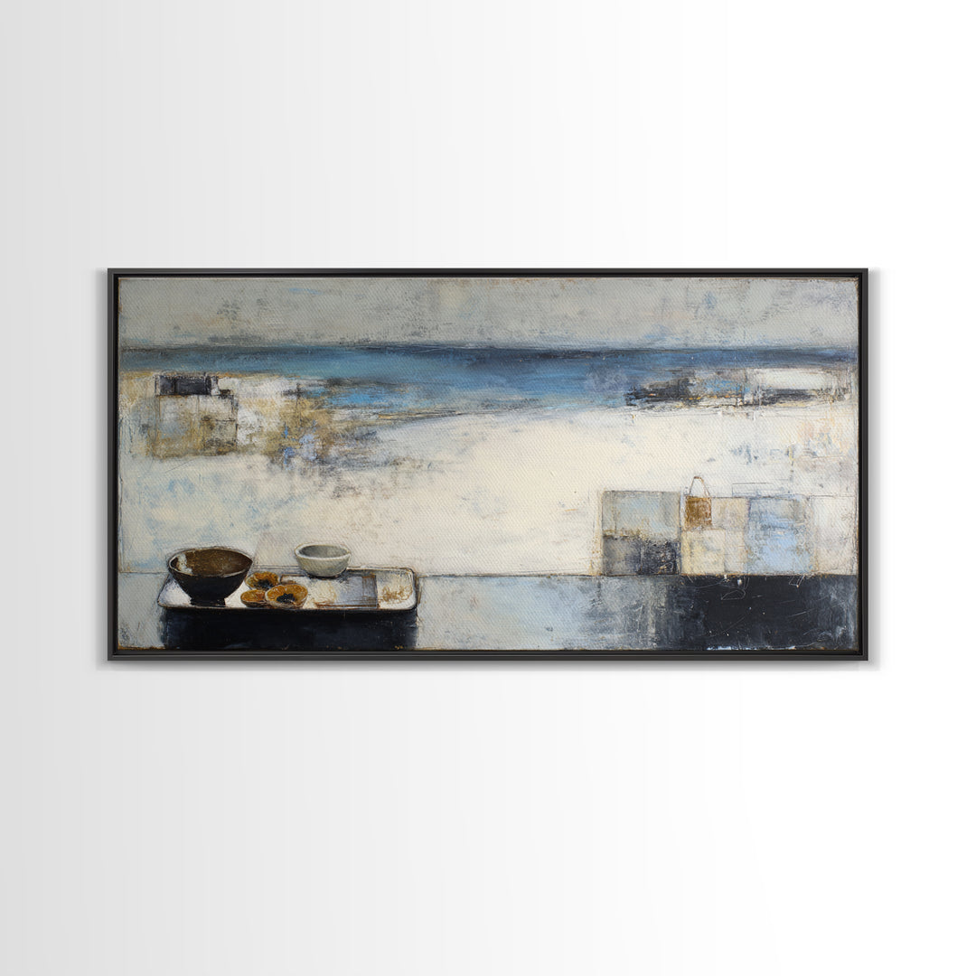 Mediterranean Terrace View Focused on Sea and Canvas Print, Hotel Art, Large Wall Art, Hotel Decor, Fine Art, Boutique, HOT-2x1-31