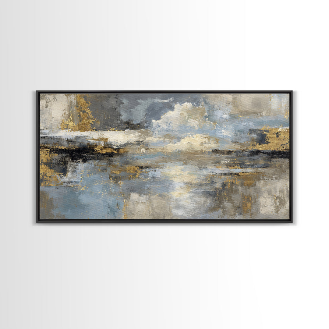 Gold Accented Abstract for Upscale Lobby Framed Canvas Print, Hotel Art, Wall Decor, Hotel Decor, Abstract Art, Boutique, HOT-2x1-33