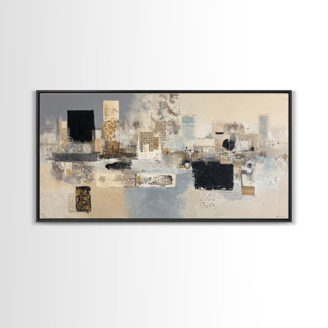 Sophisticated Neutral Abstract Framed Canvas Print, Hotel Art, Abstract Art, Hotel Decor, Fine Art, Boutique, Gallery Wall Art, HOT-2x1-45