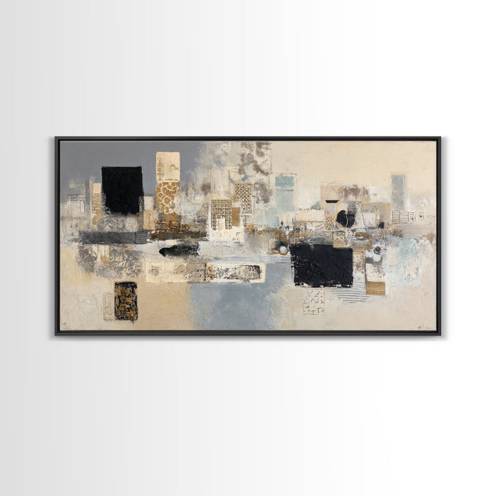 Sophisticated Neutral Abstract Framed Canvas Print, Hotel Art, Abstract Art, Hotel Decor, Fine Art, Boutique, Gallery Wall Art, HOT-2x1-45