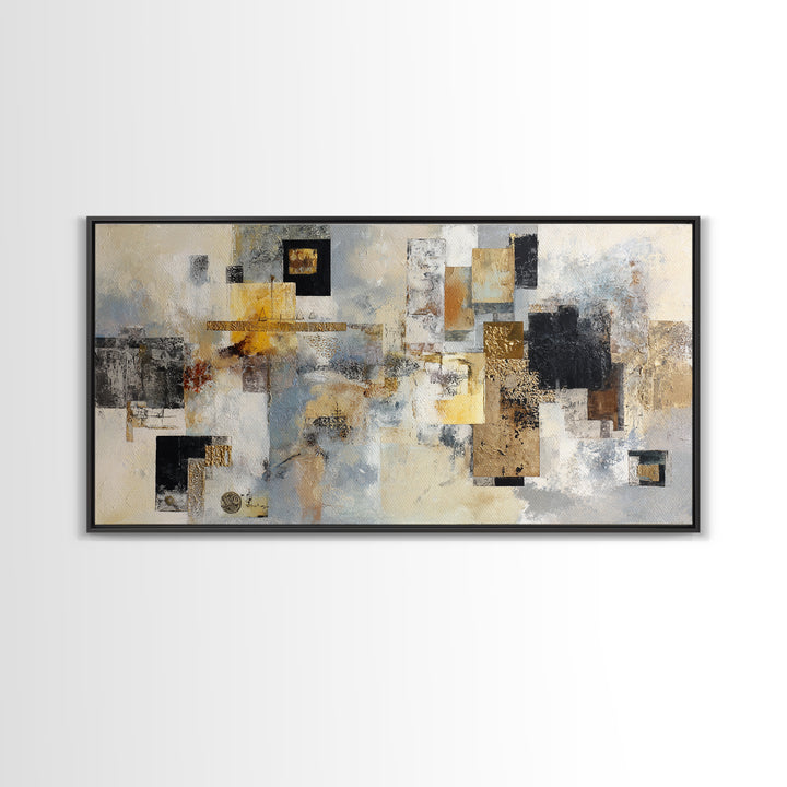 Gold Accented Abstract for Upscale Lobby Canvas Print, Hotel Art, Mid Century Modern, Hotel Decor, Abstract Art, Boutique, HOT-2x1-57
