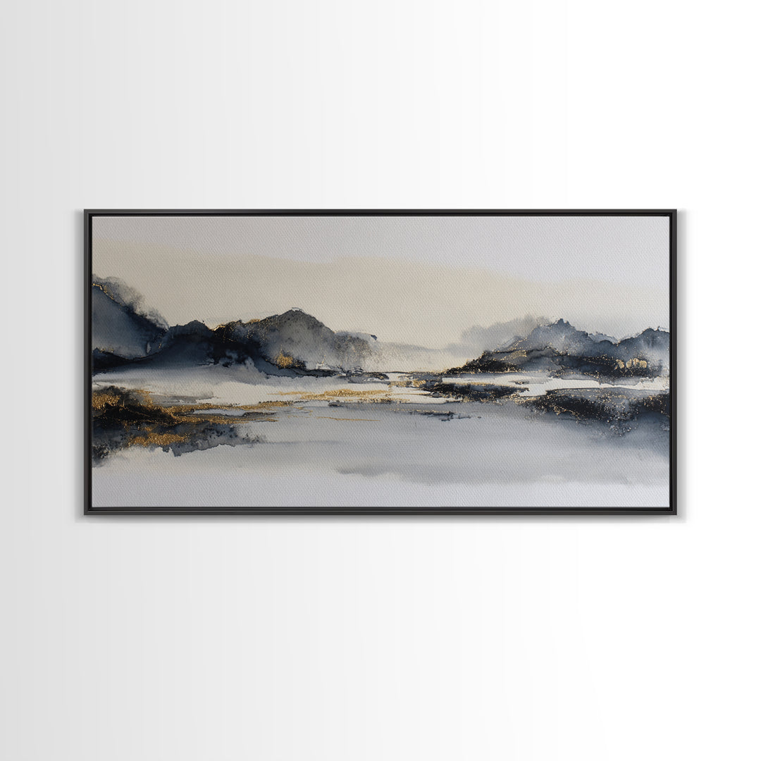 Japanese Ink Landscape Canvas Print, Hotel Art, Wall Art, Hotel Decor, Boutique, Abstract Art, Framed Art, Wood Wall Art, HOT-2x1-62