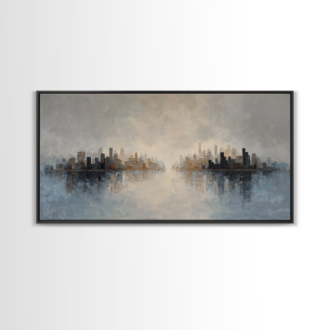 Quiet City Skyline Canvas Print, Hotel Art, Art Print, Hotel Decor, Fine Art, Boutique, Wall Sculpture, Coastal Wall Art, HOT-2x1-70