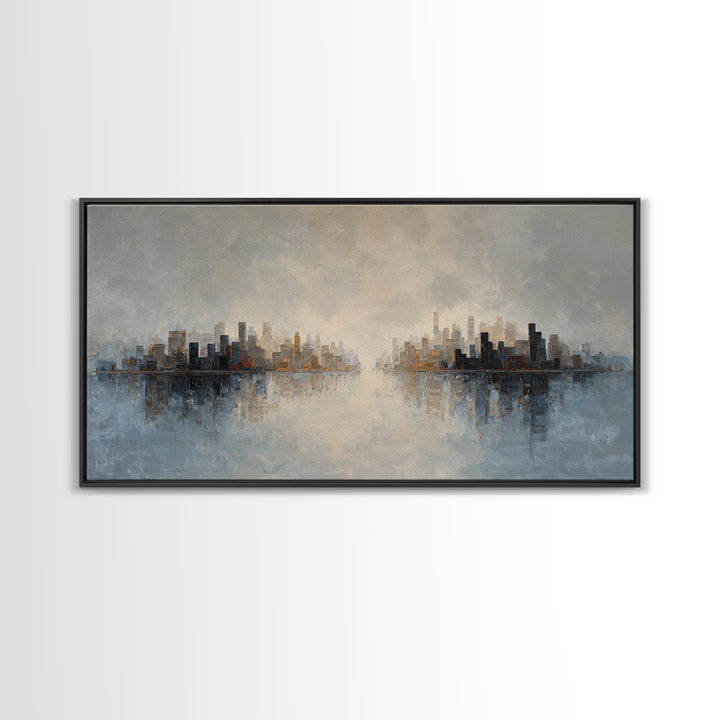 Quiet City Skyline Canvas Print, Hotel Art, Art Print, Hotel Decor, Fine Art, Boutique, Wall Sculpture, Coastal Wall Art, HOT-2x1-70