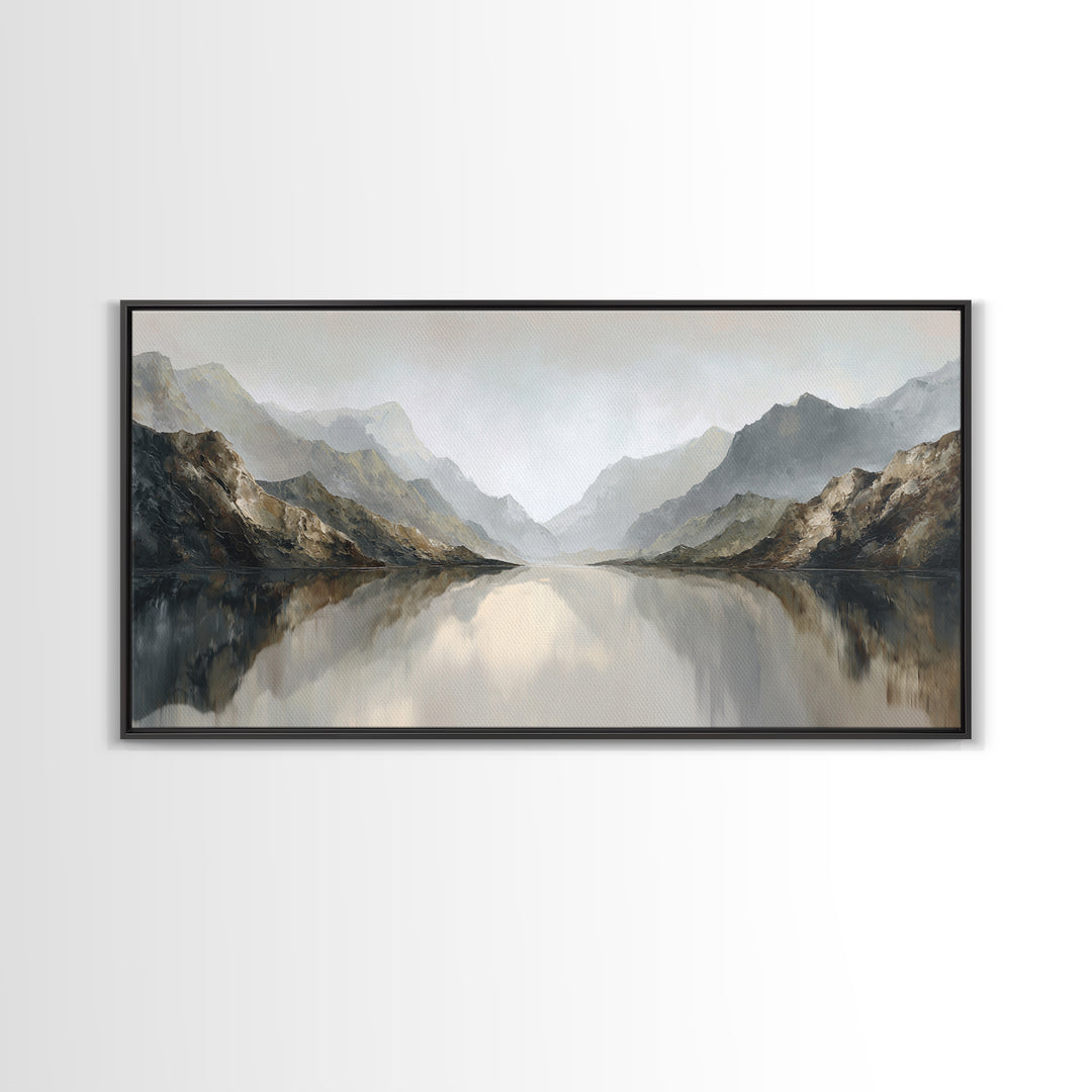 Serene Mountain Lake for Boutique Hotel Mood Canvas Print, Hotel Art, Living Room Decor, Hotel Decor, Fine Art, Boutique, HOT-2x1-76