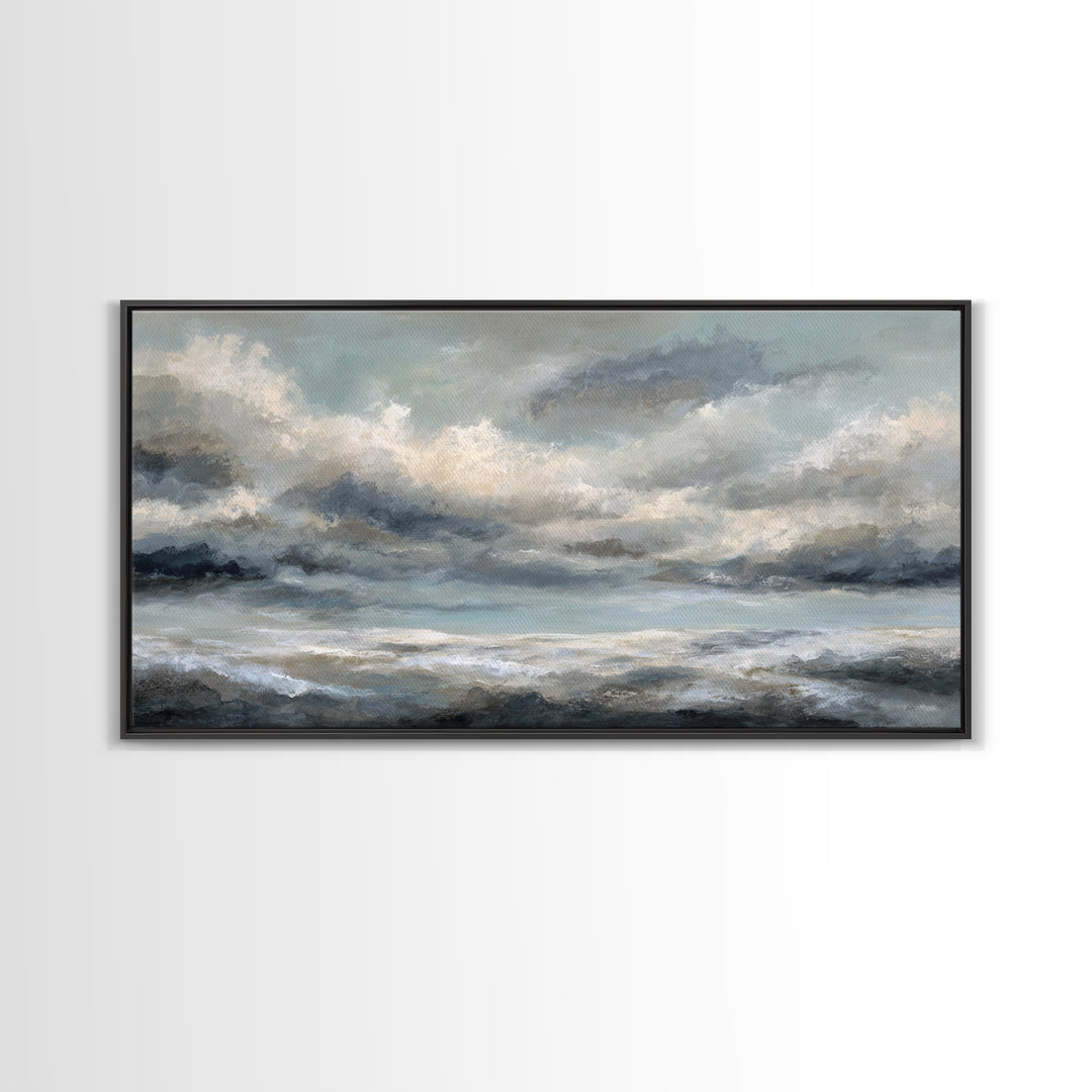 Large Cloudscape with Subtle Drama Framed Canvas Print, Hotel Art, Living Room Decor, Hotel Decor, Fine Art, Boutique, HOT-2x1-85