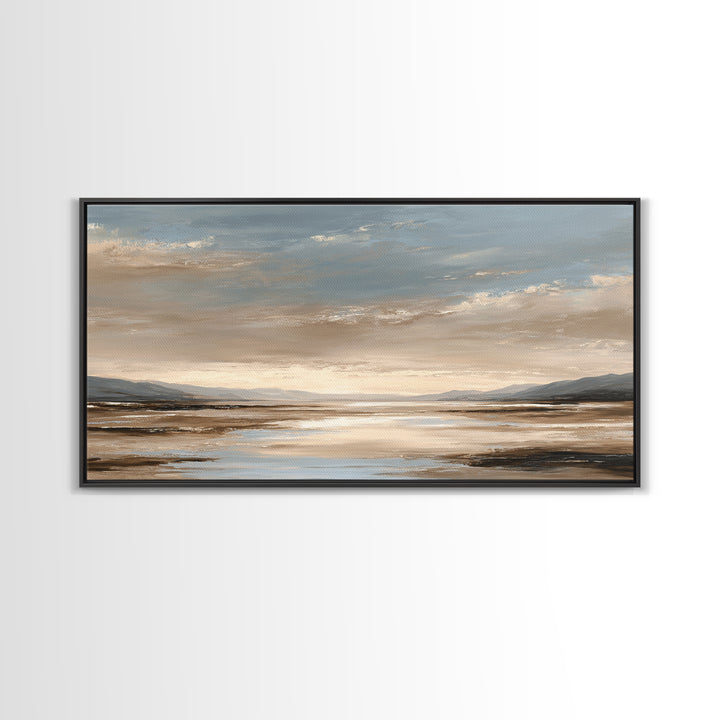 Panoramic Desert Horizon Framed Canvas Print, Hotel Art, Framed Art, Hotel Decor, Boutique, Beach Prints, Gallery Wall Set, HOT-2x1-88