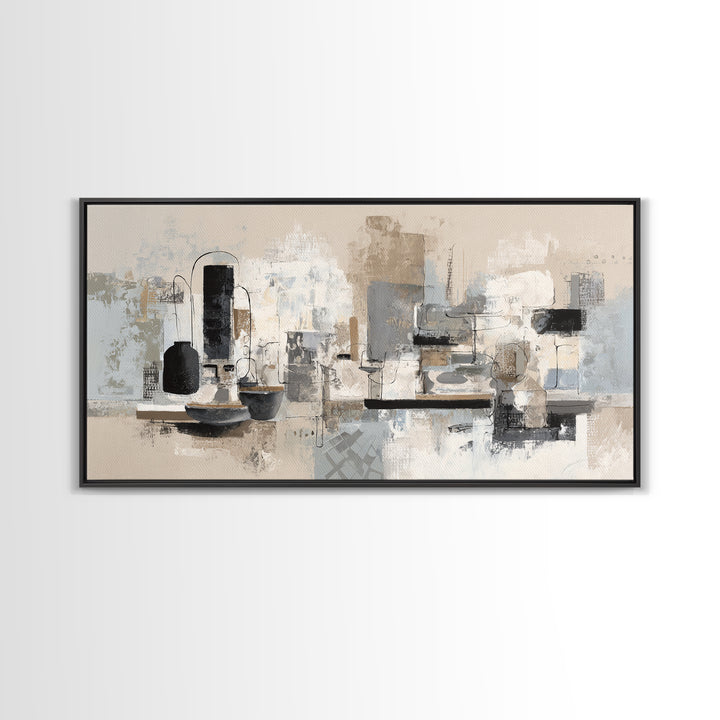 Simple Black Line Figure Framed Canvas Print, Hotel Art, Large Wall Art, Hotel Decor, Fine Art, Boutique, Beach Decor, HOT-2x1-91