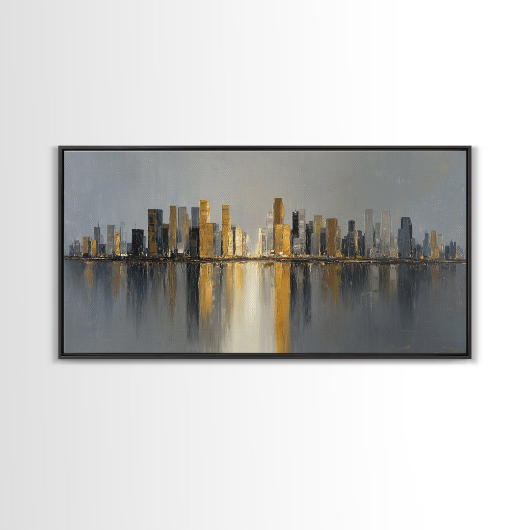 Quiet City Skyline Canvas Print, Hotel Art, Art Print, Hotel Decor, Fine Art, Boutique, Wall Sculpture, Coastal Wall Art, HOT-2x1-94