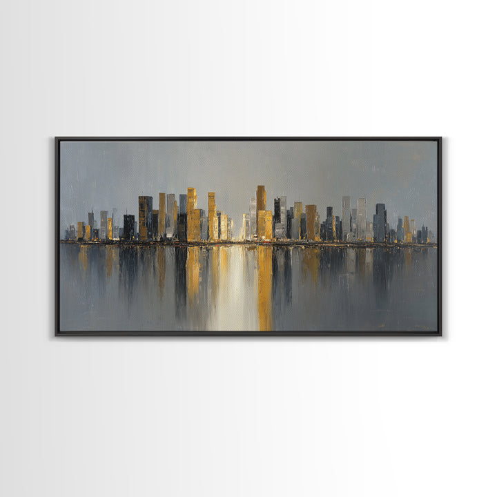 Quiet City Skyline Canvas Print, Hotel Art, Art Print, Hotel Decor, Fine Art, Boutique, Wall Sculpture, Coastal Wall Art, HOT-2x1-94