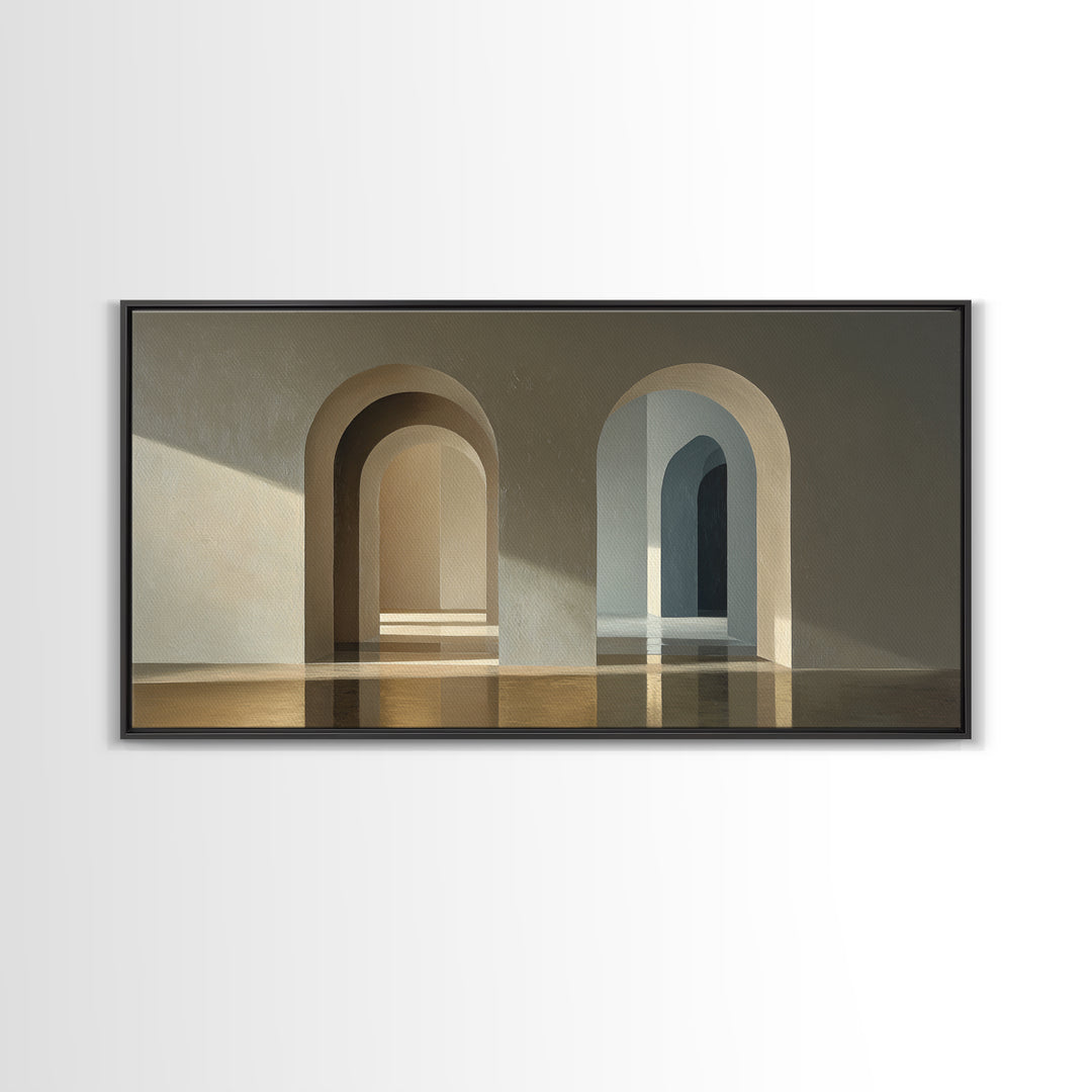 Minimal Architectural Arch Study Framed Canvas Print, Hotel Art, Coastal Wall Art, Hotel Decor, Oil Painting, Boutique, HOT-2x1-96