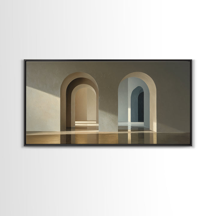 Minimal Architectural Arch Study Framed Canvas Print, Hotel Art, Coastal Wall Art, Hotel Decor, Oil Painting, Boutique, HOT-2x1-96