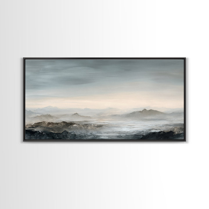 Luxury Monochrome Landscape Canvas Print, Hotel Art, Hazbin Hotel, Hotel Decor, Fine Art, Boutique, Coastal Wall Art, HOT-2x1-98