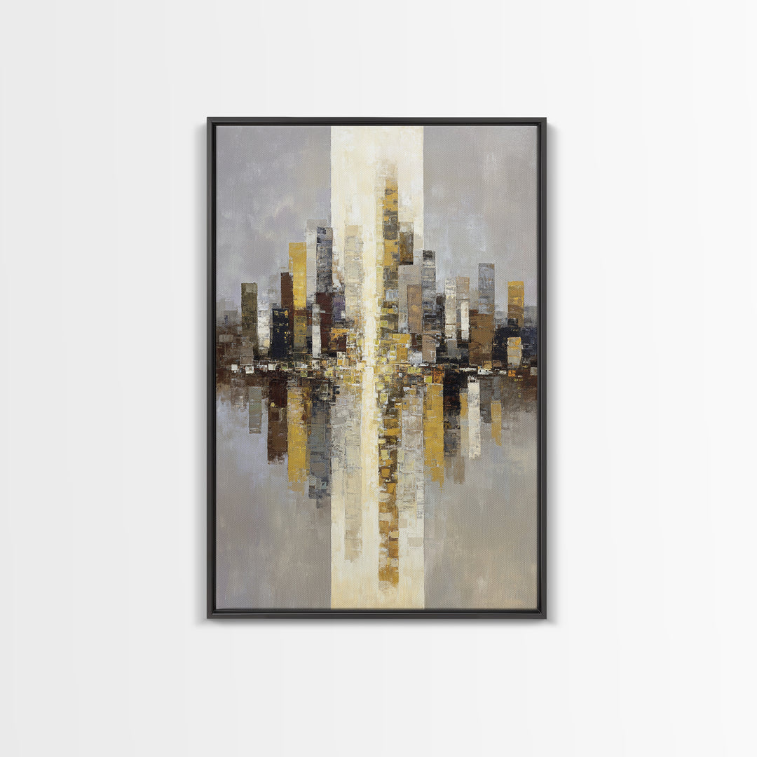 Quiet City Skyline Canvas Print, Hotel Art, Contemporary Art, Hotel Decor, Abstract Art, Boutique, Art Deco, Framed Art, HOT-2x3-10