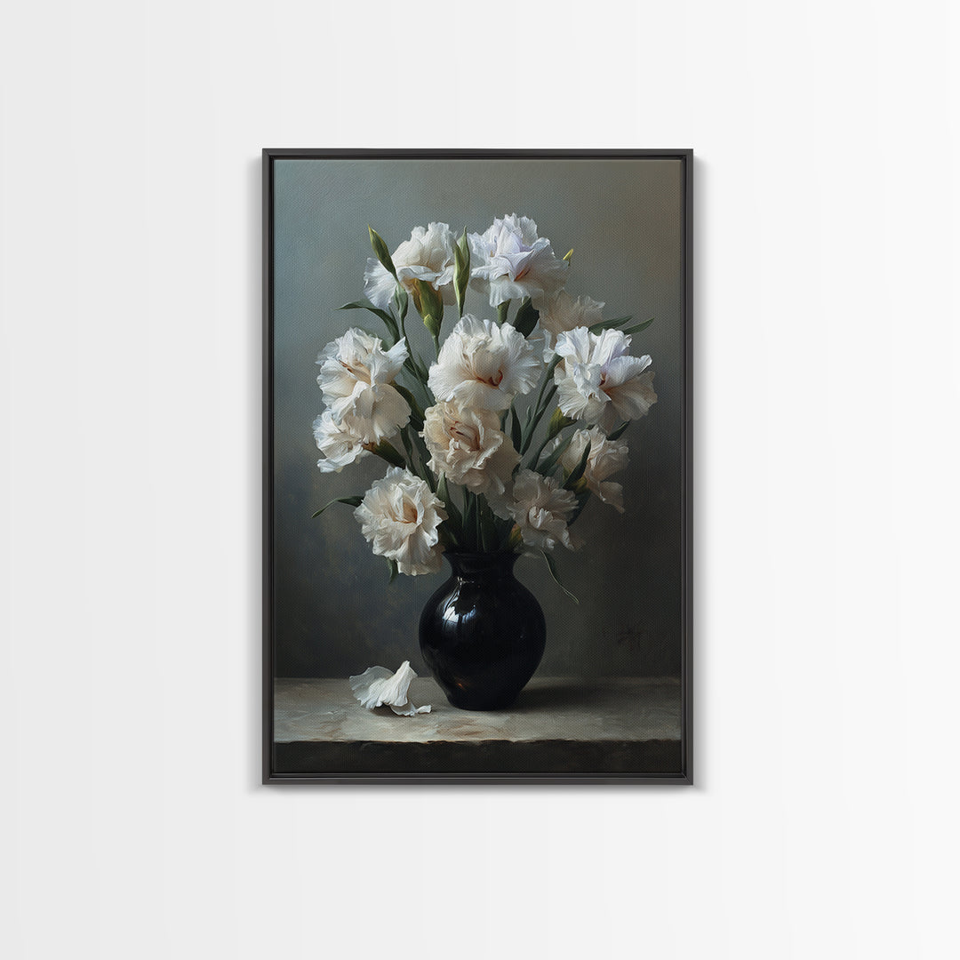 Classic Oil Painted Floral Still Life Framed Canvas Print, Hotel Art, Art Deco, Hotel Decor, Boutique, Minimalist Wall Art, HOT-2x3-17