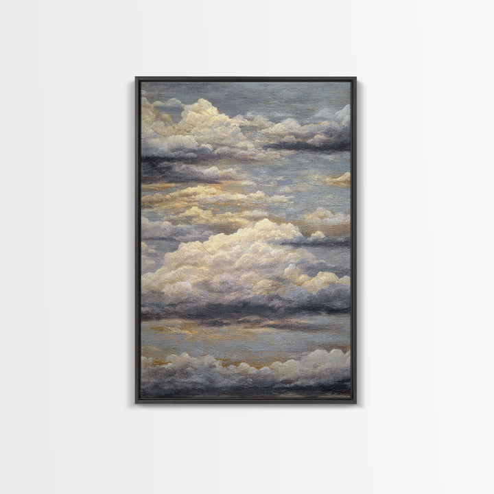 Large Cloudscape with Subtle Drama Framed Canvas Print, Hotel Art, Art Print, Hotel Decor, Fine Art, Boutique, Wall Sculpture, HOT-2x3-25