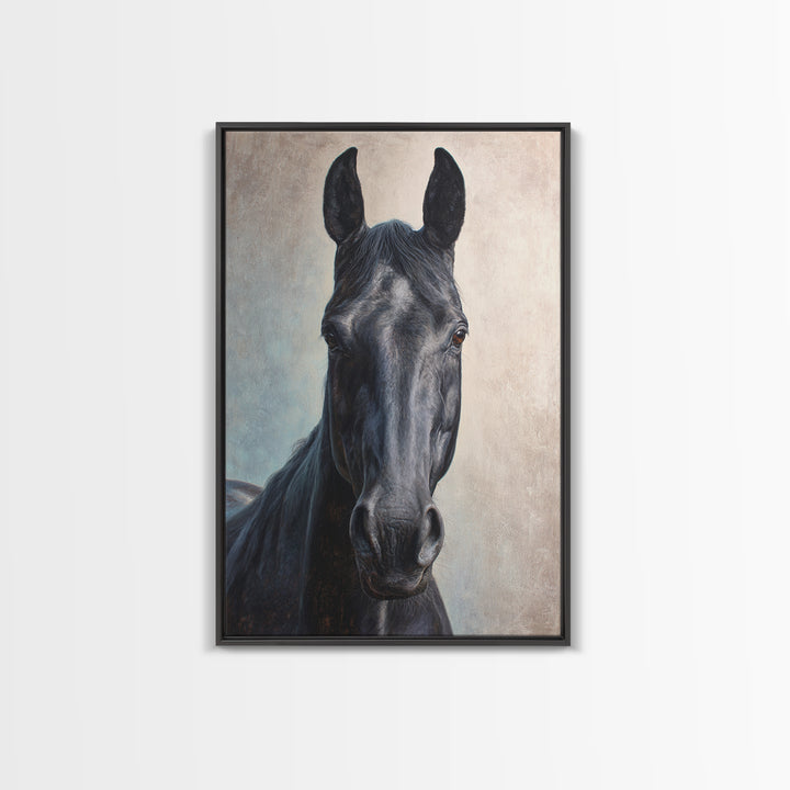 Neutral Horse Portrait Framed Canvas Print, Hotel Art, Home Decor, Hotel Decor, Fine Art, Boutique, Framed Art, Wood Wall Art, HOT-2x3-48
