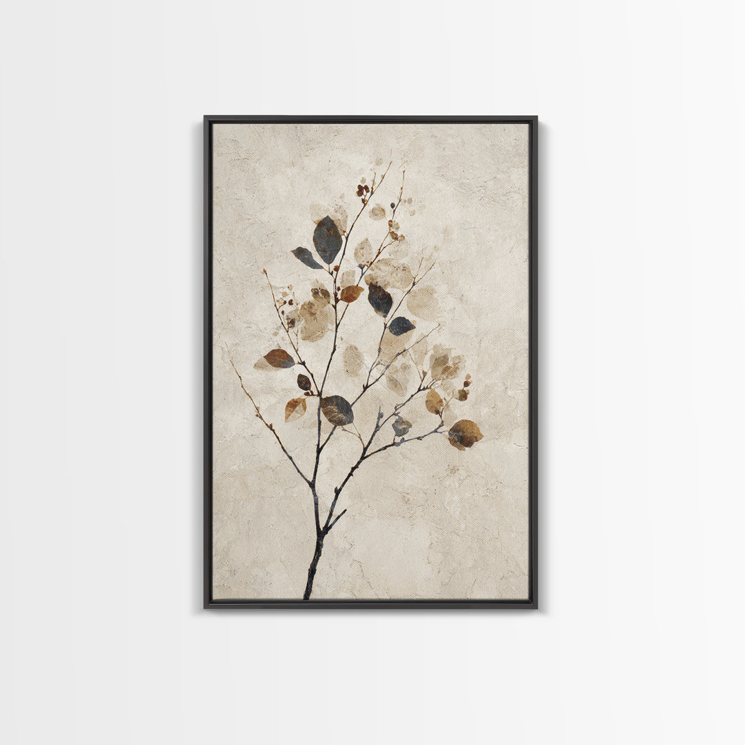 Elegant Botanical Branch on Ivory Ground Canvas Print, Hotel Art, Living Room Decor, Hotel Decor, Fine Art, Boutique, HOT-2x3-61