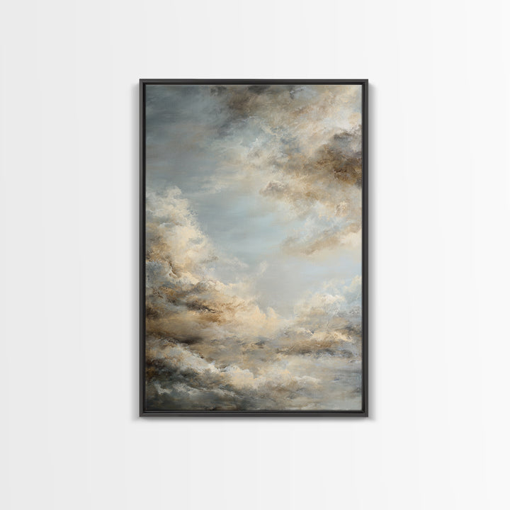 Large Cloudscape with Subtle Drama Framed Canvas Print, Hotel Art, Modern Wall Art, Hotel Decor, Boutique, Neutral Decor, HOT-2x3-73