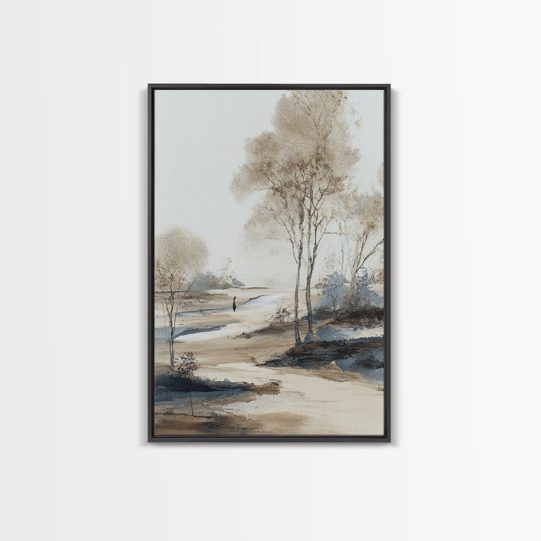 Japanese Ink Landscape Framed Canvas Print, Hotel Art, Hazbin Hotel, Hotel Decor, Fine Art, Boutique, Coastal Wall Art, HOT-2x3-74